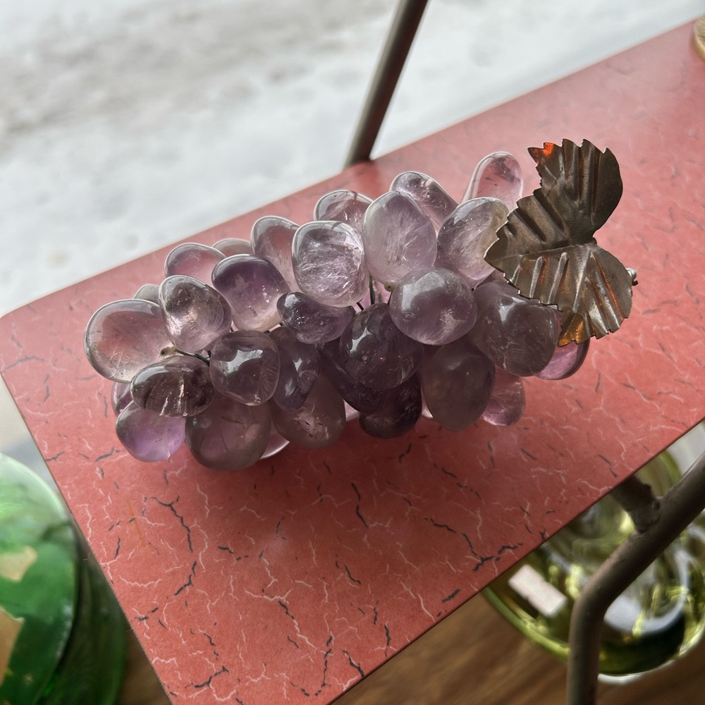Real amethyst stone grapes vintage decor - Picture 2 of 6